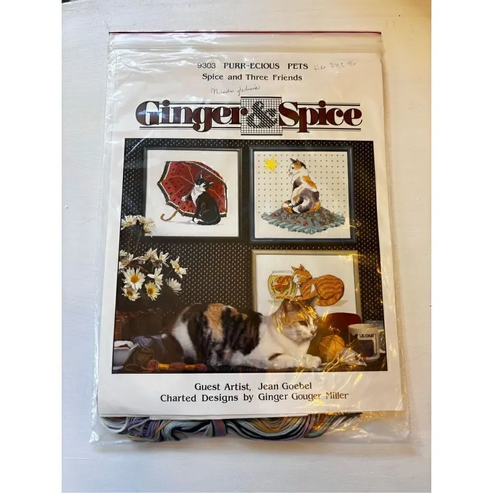 Ginger & spice cross stitch vintage purr- ecious pets